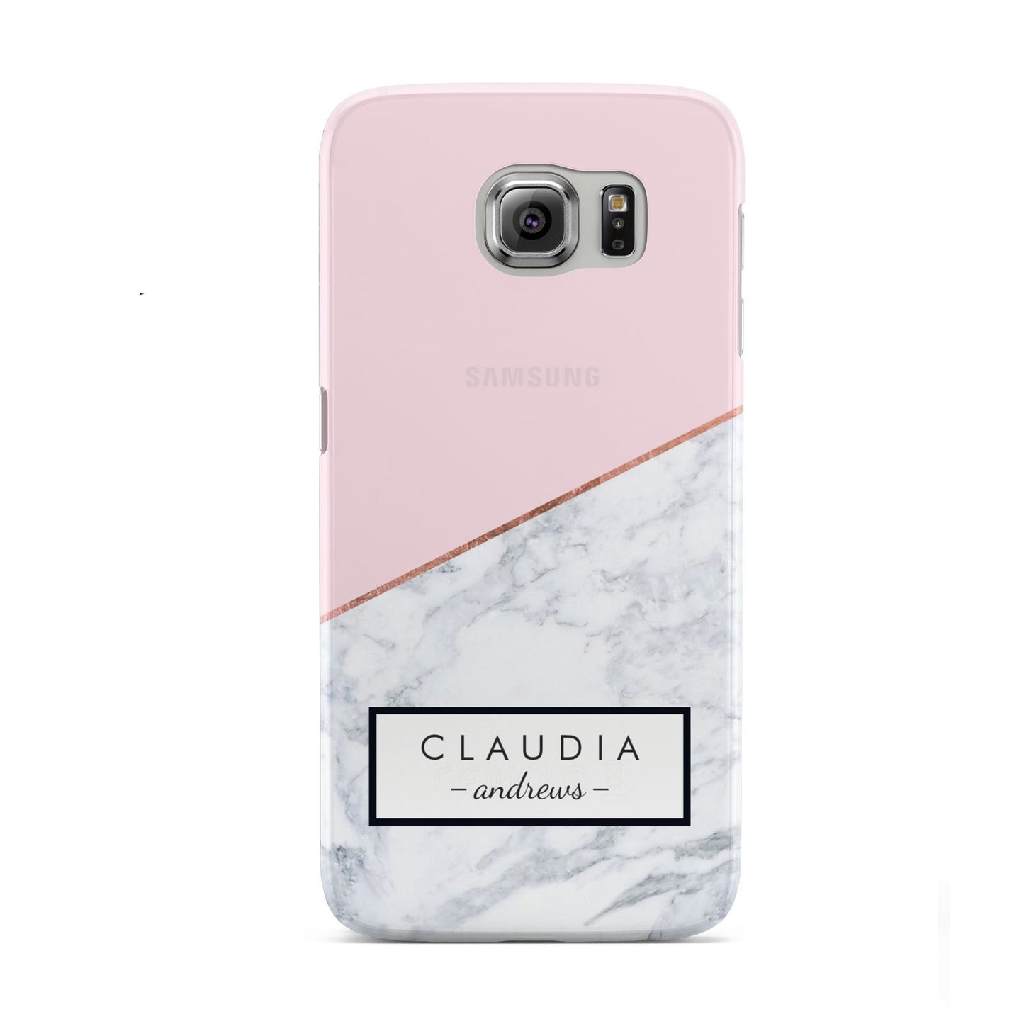 Personalised Pink With Marble Initials Name Samsung Galaxy S6 Case