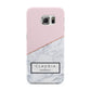 Personalised Pink With Marble Initials Name Samsung Galaxy S6 Edge Case