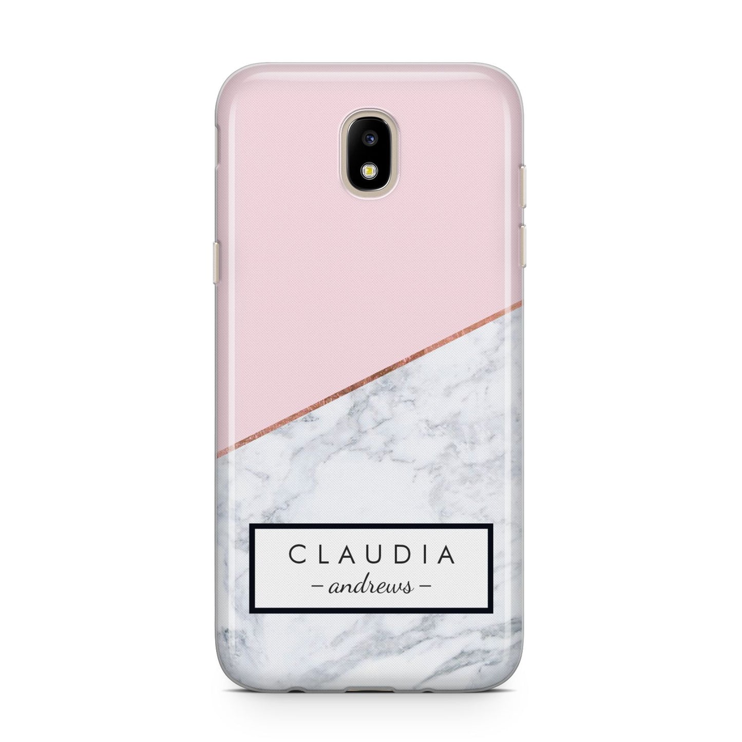 Personalised Pink With Marble Initials Name Samsung J5 2017 Case