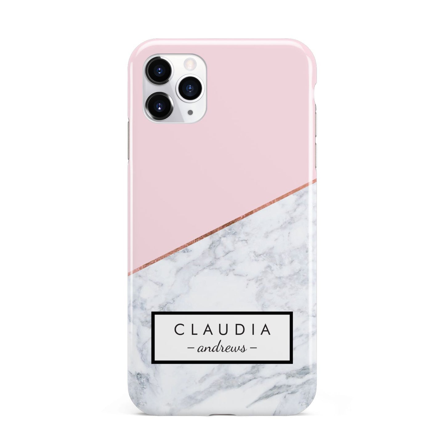 Personalised Pink With Marble Initials Name iPhone 11 Pro Max 3D Tough Case