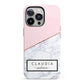 Personalised Pink With Marble Initials Name iPhone 13 Pro Full Wrap 3D Tough Case