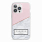 Personalised Pink With Marble Initials Name iPhone 13 Pro TPU Impact Case with White Edges
