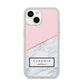 Personalised Pink With Marble Initials Name iPhone 14 Glitter Tough Case Starlight