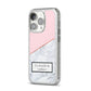 Personalised Pink With Marble Initials Name iPhone 14 Pro Glitter Tough Case Silver Angled Image
