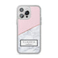 Personalised Pink With Marble Initials Name iPhone 14 Pro Max Clear Tough Case Silver