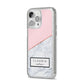 Personalised Pink With Marble Initials Name iPhone 14 Pro Max Glitter Tough Case Silver Angled Image