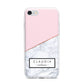 Personalised Pink With Marble Initials Name iPhone 7 Bumper Case on Silver iPhone