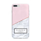 Personalised Pink With Marble Initials Name iPhone 7 Plus Bumper Case on Silver iPhone