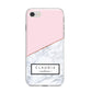 Personalised Pink With Marble Initials Name iPhone 8 Bumper Case on Silver iPhone
