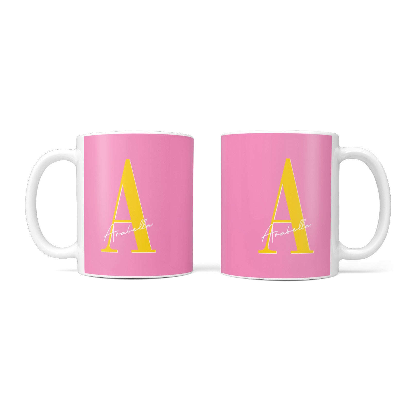 Personalised Pink Yellow Initial 10oz Mug Alternative Image 3