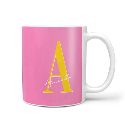 Personalised Pink Yellow Initial 10oz Mug