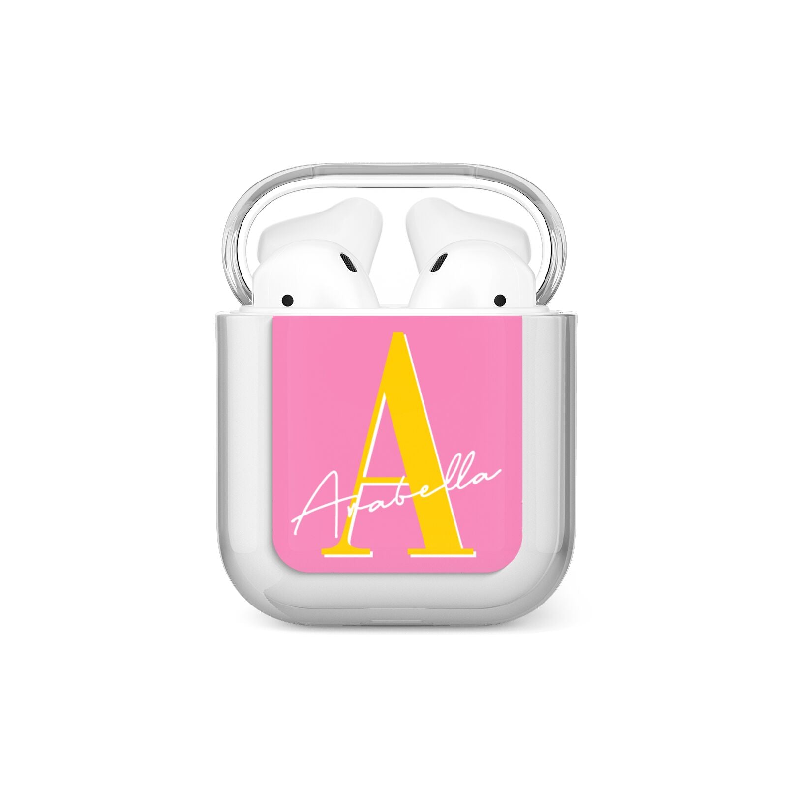 Personalised Pink Yellow Initial AirPods Case