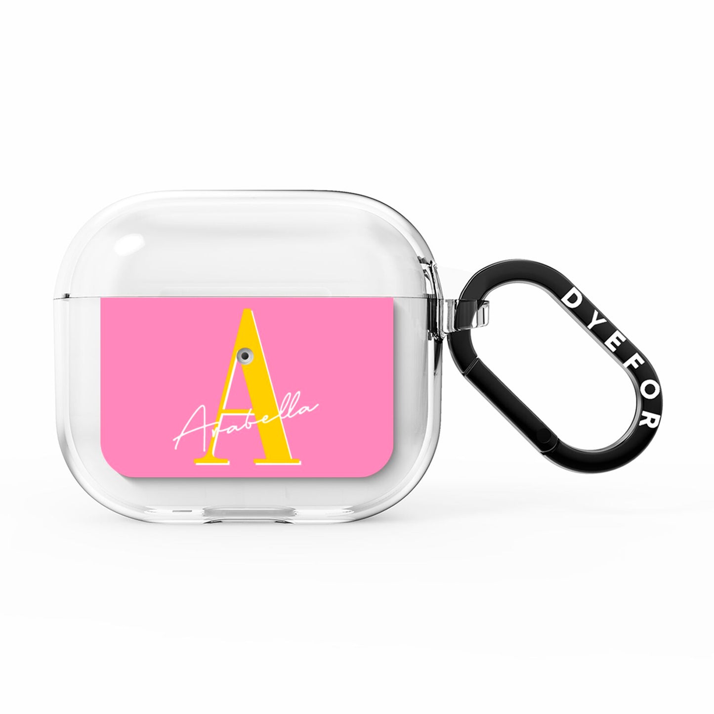 Personalised Pink Yellow Initial AirPods Clear Case 3rd Gen