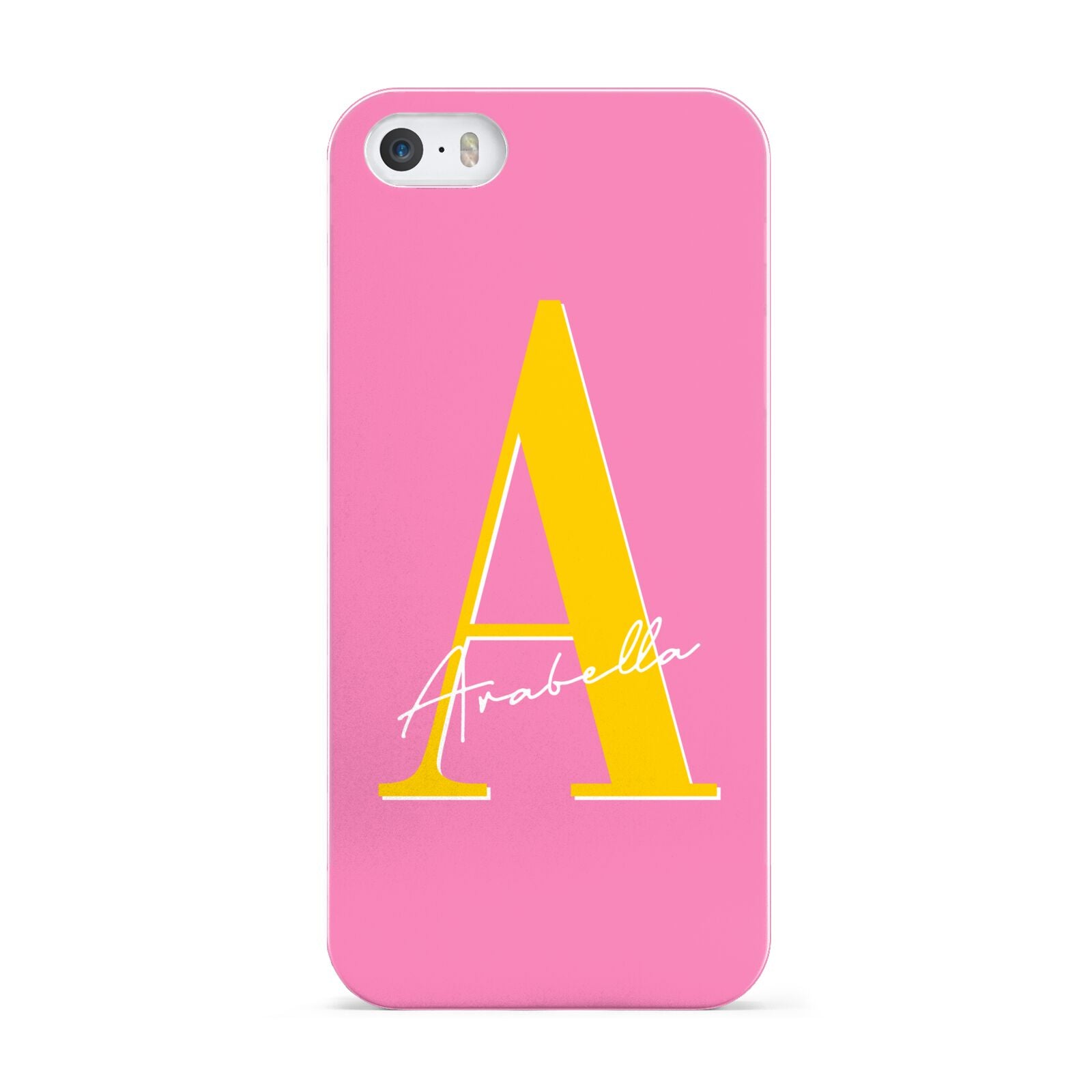 Personalised Pink Yellow Initial Apple iPhone 5 Case
