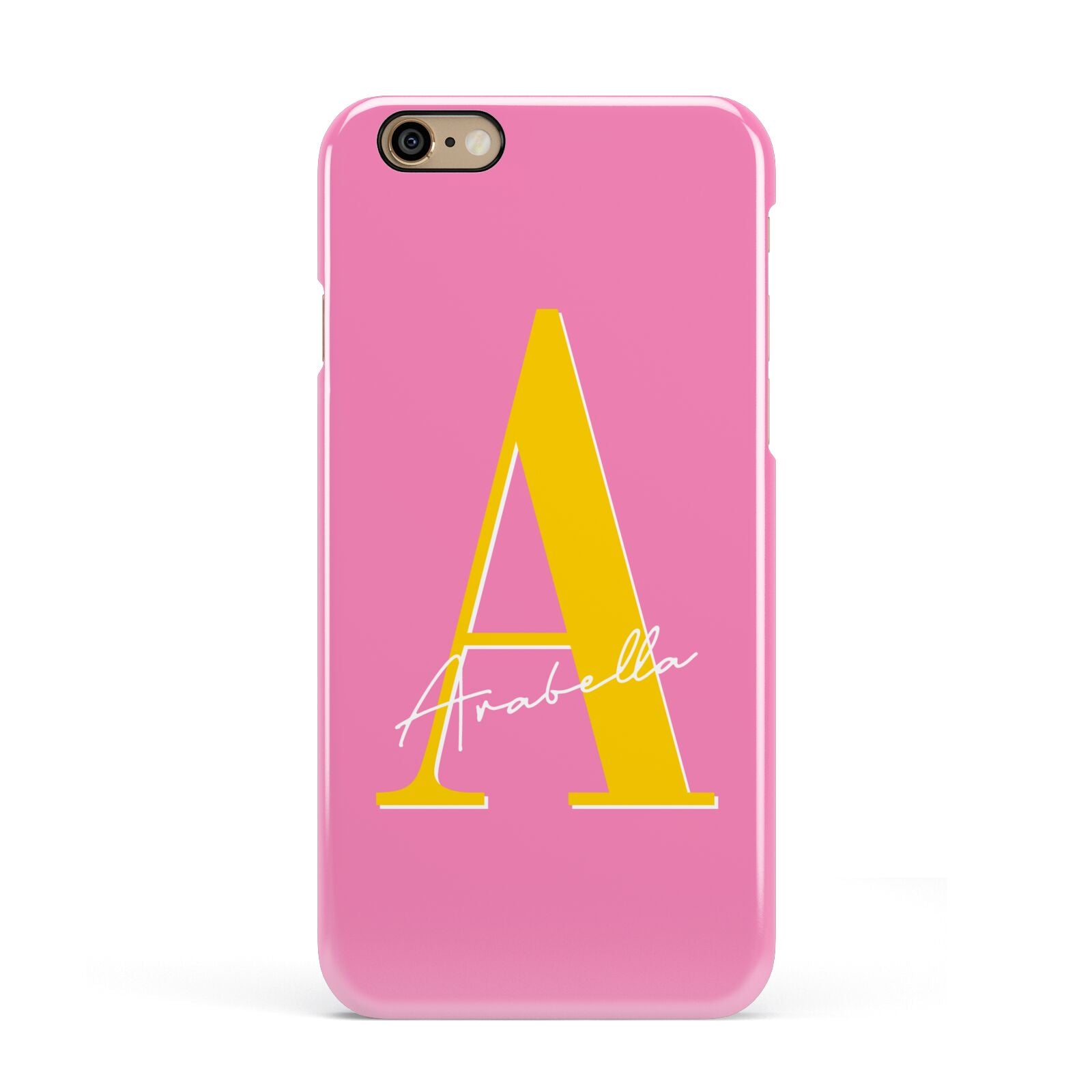 Personalised Pink Yellow Initial Apple iPhone 6 3D Snap Case