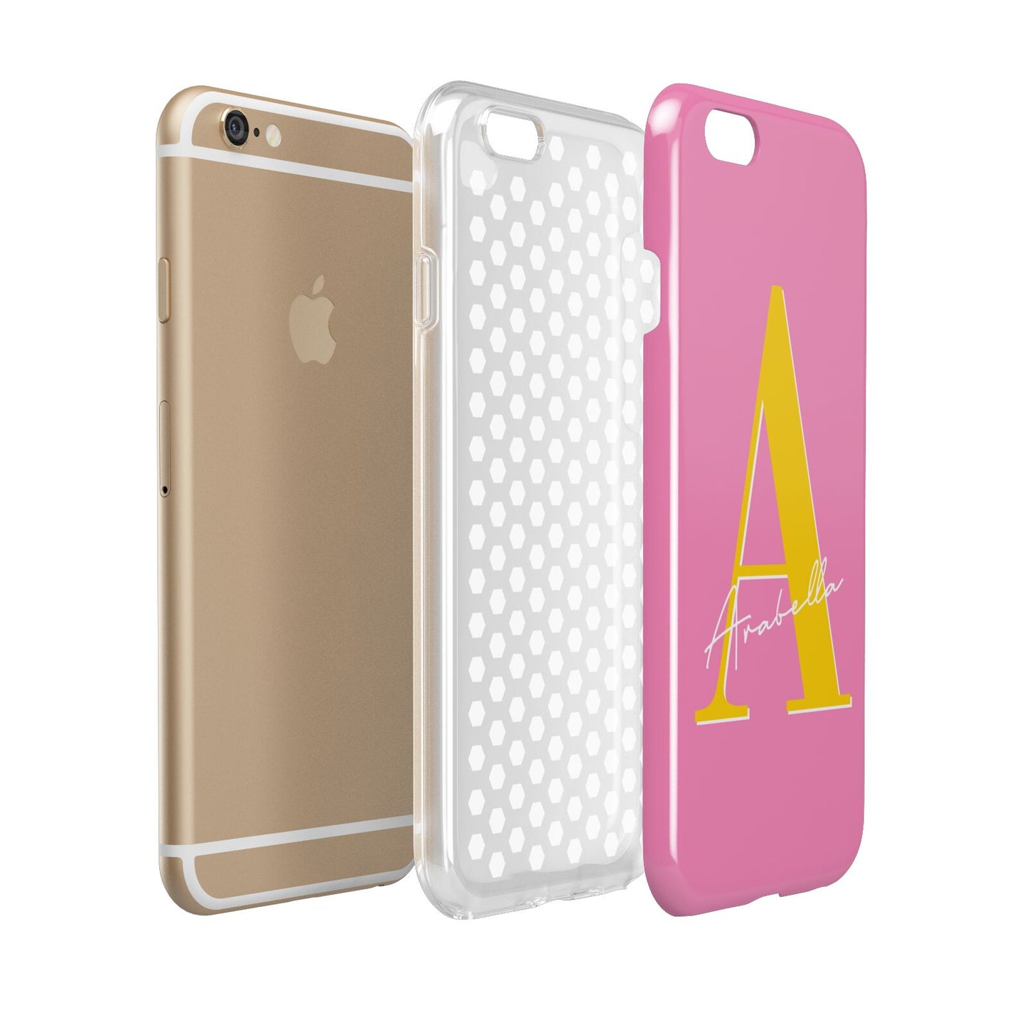Personalised Pink Yellow Initial Apple iPhone 6 3D Tough Case Expanded view