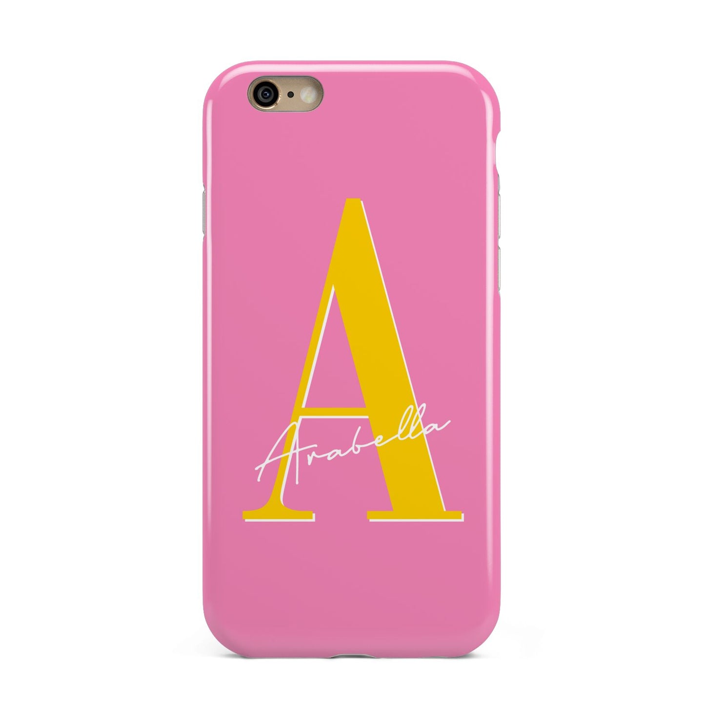 Personalised Pink Yellow Initial Apple iPhone 6 3D Tough Case