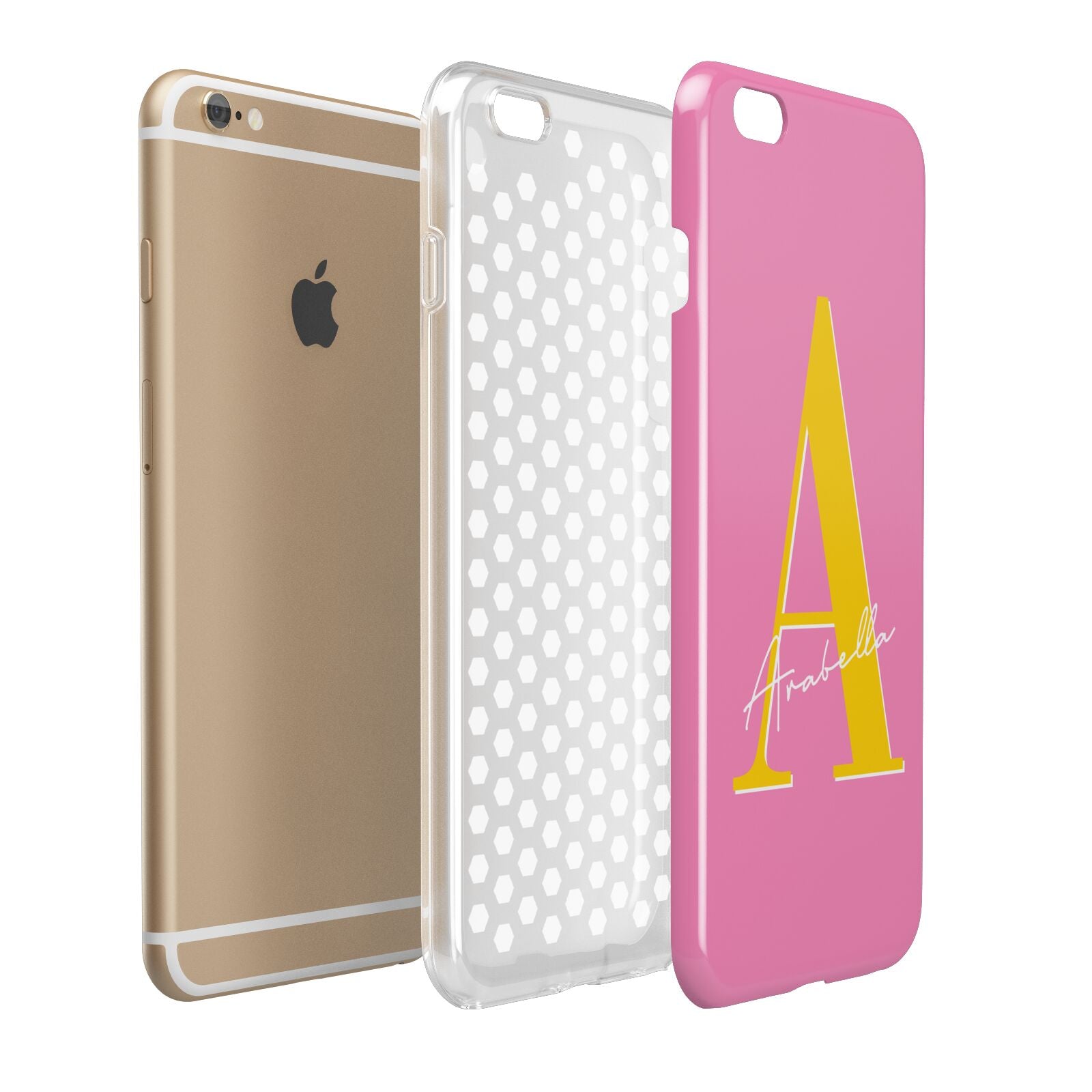 Personalised Pink Yellow Initial Apple iPhone 6 Plus 3D Tough Case Expand Detail Image
