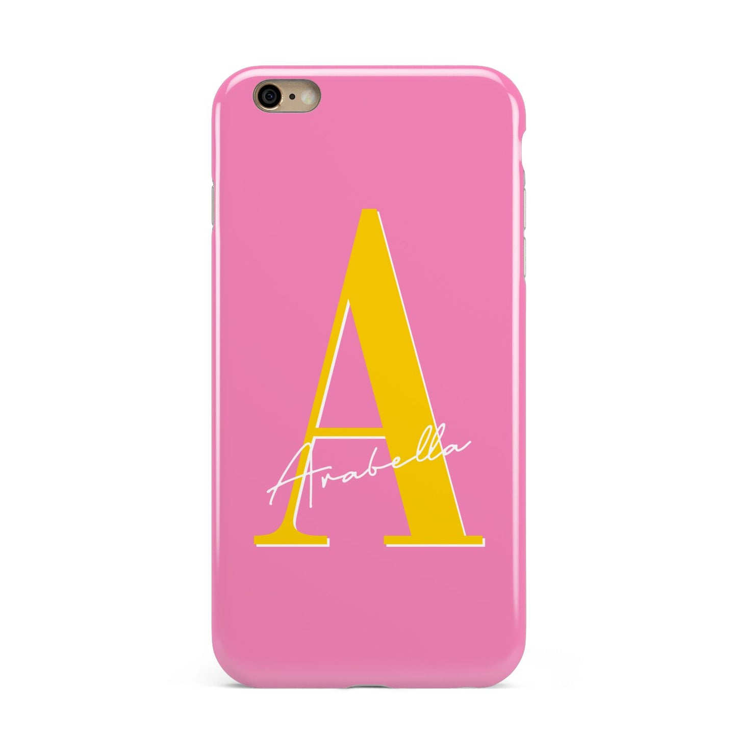 Personalised Pink Yellow Initial Apple iPhone 6 Plus 3D Tough Case