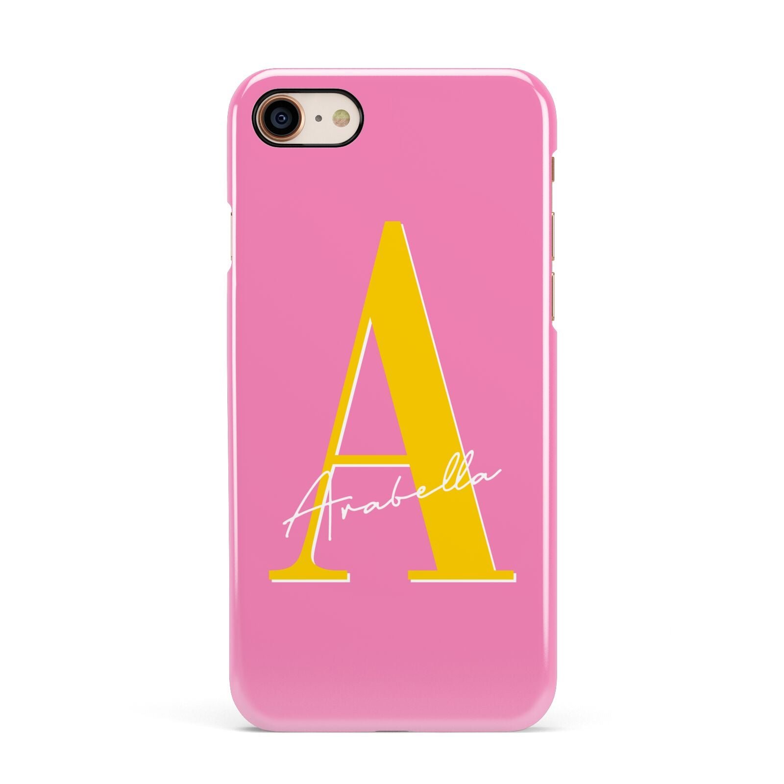Personalised Pink Yellow Initial Apple iPhone 7 8 3D Snap Case