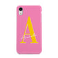 Personalised Pink Yellow Initial Apple iPhone XR White 3D Tough Case
