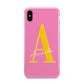 Personalised Pink Yellow Initial Apple iPhone Xs Max 3D Tough Case