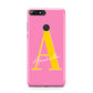 Personalised Pink Yellow Initial Huawei Y7 2018