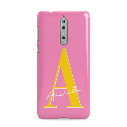 Personalised Pink Yellow Initial Nokia Case