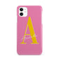 Personalised Pink Yellow Initial iPhone 11 3D Snap Case