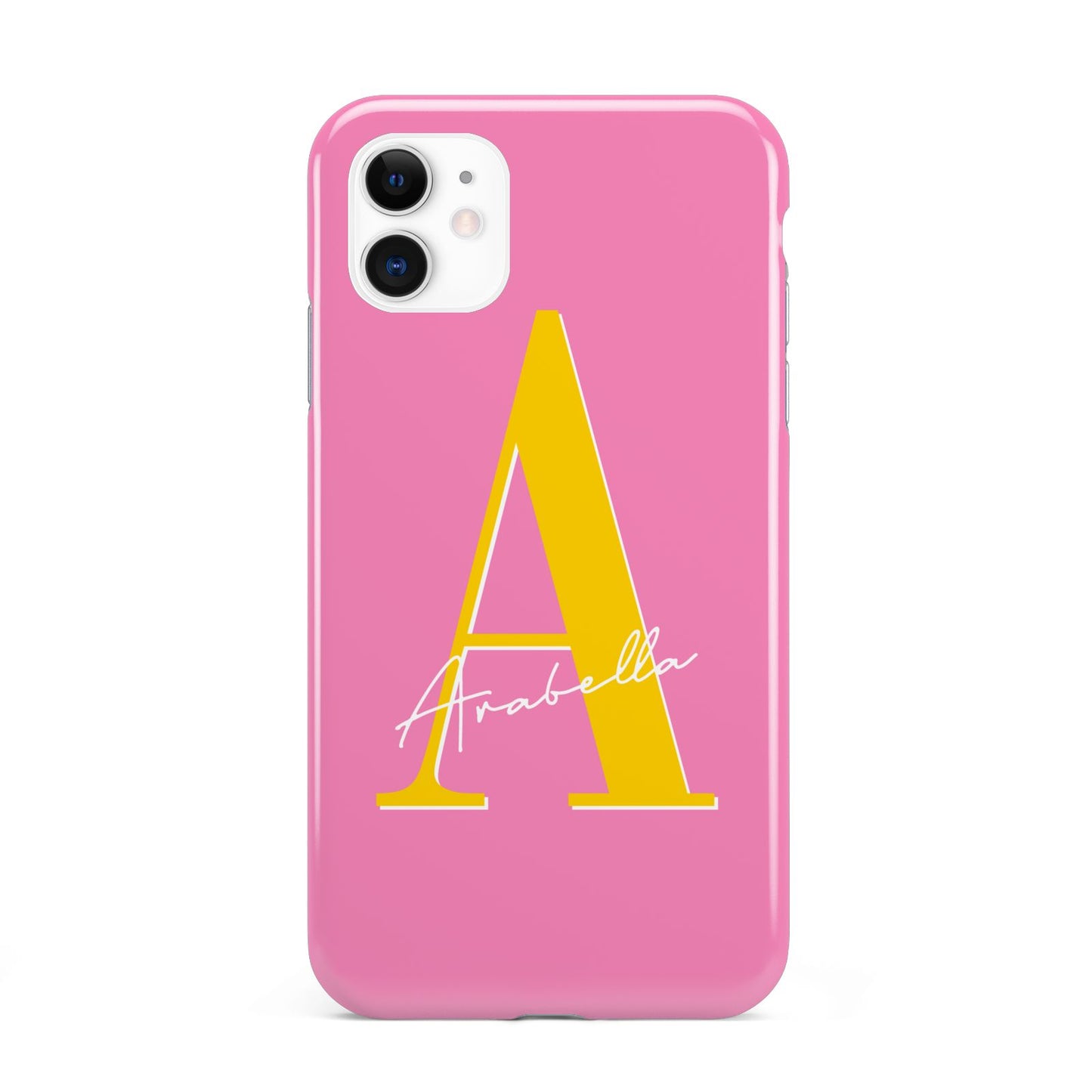 Personalised Pink Yellow Initial iPhone 11 3D Tough Case