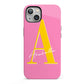 Personalised Pink Yellow Initial iPhone 13 Full Wrap 3D Tough Case