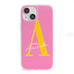 Personalised Pink Yellow Initial iPhone 13 Mini Clear Bumper Case
