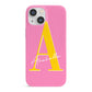Personalised Pink Yellow Initial iPhone 13 Mini Full Wrap 3D Snap Case