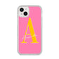 Personalised Pink Yellow Initial iPhone 14 Plus Clear Tough Case Starlight