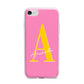 Personalised Pink Yellow Initial iPhone 7 Bumper Case on Silver iPhone