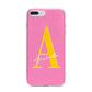 Personalised Pink Yellow Initial iPhone 7 Plus Bumper Case on Silver iPhone