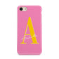 Personalised Pink Yellow Initial iPhone 8 3D Tough Case on Gold Phone