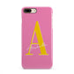 Personalised Pink Yellow Initial iPhone 8 Plus 3D Snap Case on Gold Phone