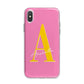 Personalised Pink Yellow Initial iPhone X Bumper Case on Silver iPhone Alternative Image 1