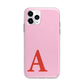 Personalised Pink and Red Apple iPhone 11 Pro Max in Silver with Bumper Case