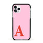 Personalised Pink and Red Apple iPhone 11 Pro in Silver with Black Impact Case