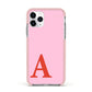 Personalised Pink and Red Apple iPhone 11 Pro in Silver with Pink Impact Case
