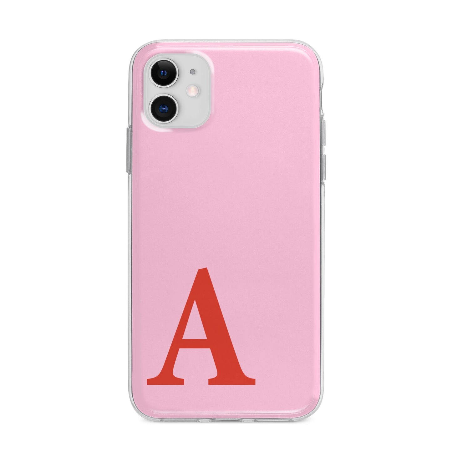 Personalised Pink and Red Apple iPhone 11 in White with Bumper Case