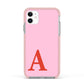 Personalised Pink and Red Apple iPhone 11 in White with Pink Impact Case