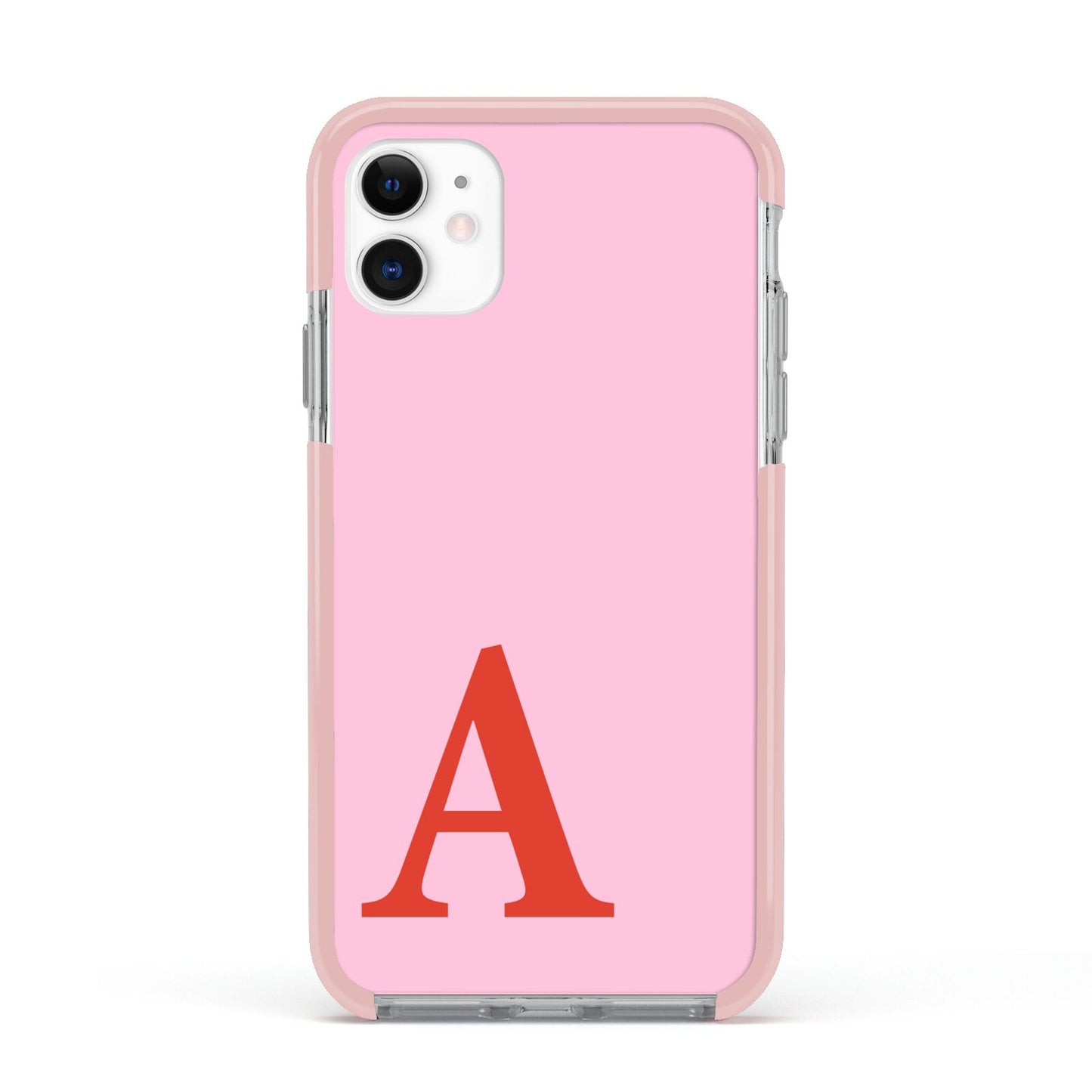 Personalised Pink and Red Apple iPhone 11 in White with Pink Impact Case