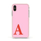 Personalised Pink and Red Apple iPhone Xs Impact Case Pink Edge on Gold Phone