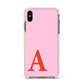 Personalised Pink and Red Apple iPhone Xs Max Impact Case Pink Edge on Black Phone
