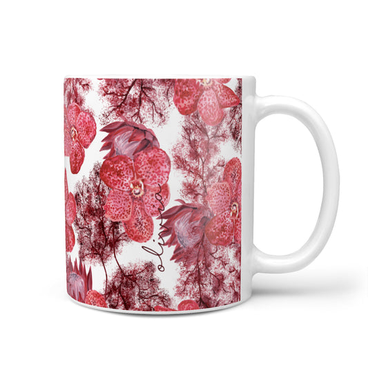 Personalised Pink and Red Floral 10oz Mug