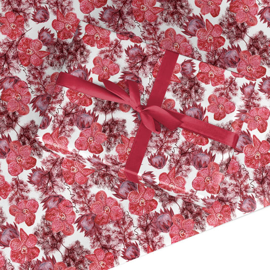 Personalised Pink and Red Floral Custom Wrapping Paper