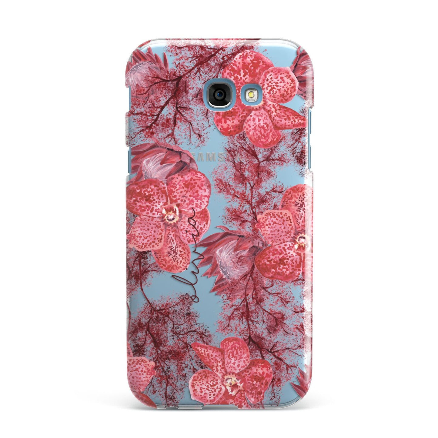 Personalised Pink and Red Floral Samsung Galaxy A7 2017 Case